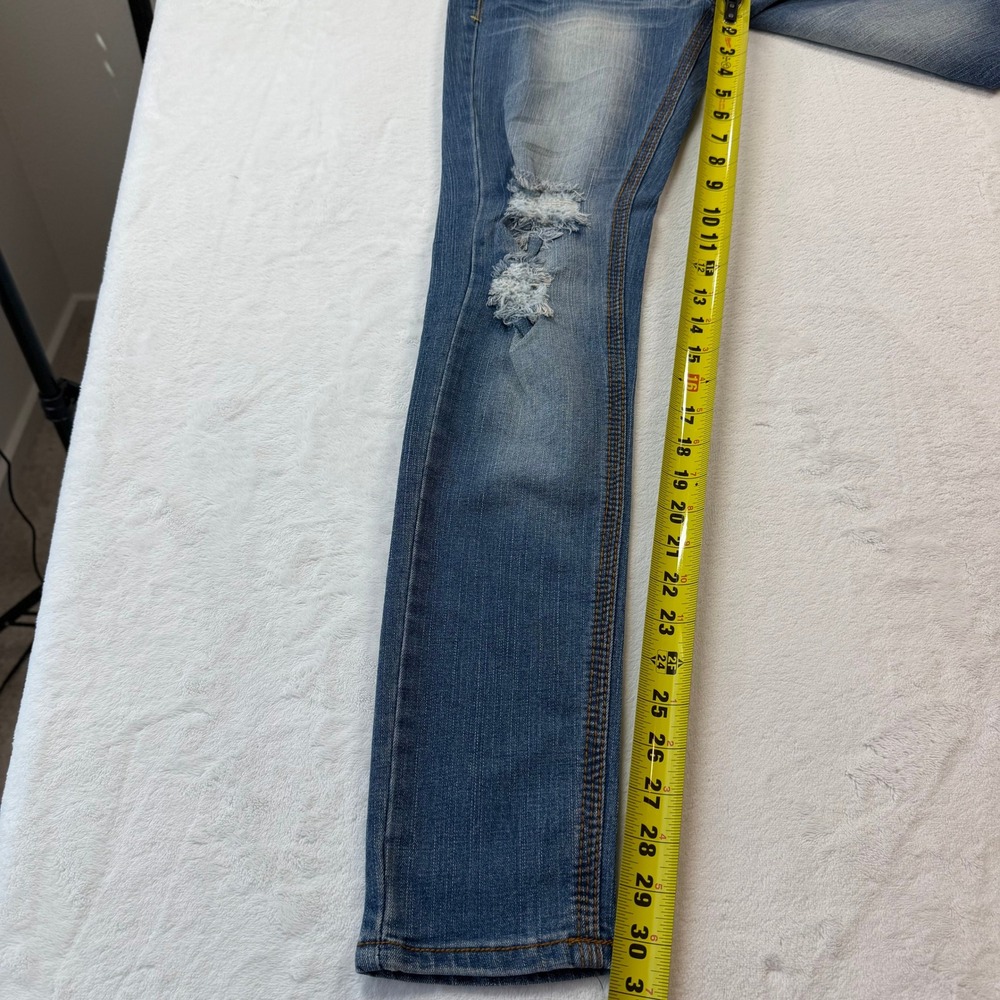 Dollhouse Skinny Jean Women 5 Blue Good Distress Union Jack Low Rise LT-1572MEI - Picture 5 of 13